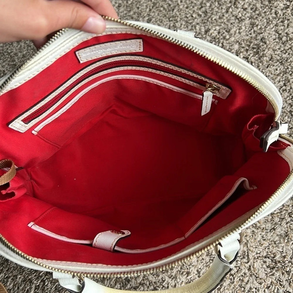 Dooney and Bourke White Saffiano Pebble Leather Satchel Zip Up - Picture 8 of 14